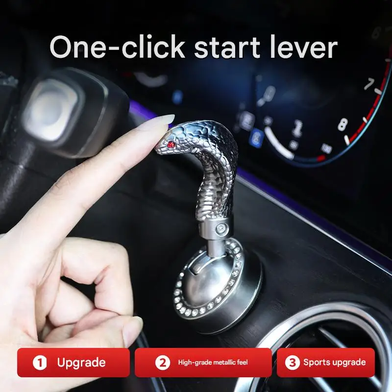 Titanium‑Alloy Cobra‑Shaped Engine Start‑Stop Lever, One‑Button Joystick Anti‑Misoperation Ignition Switch Decor for Car