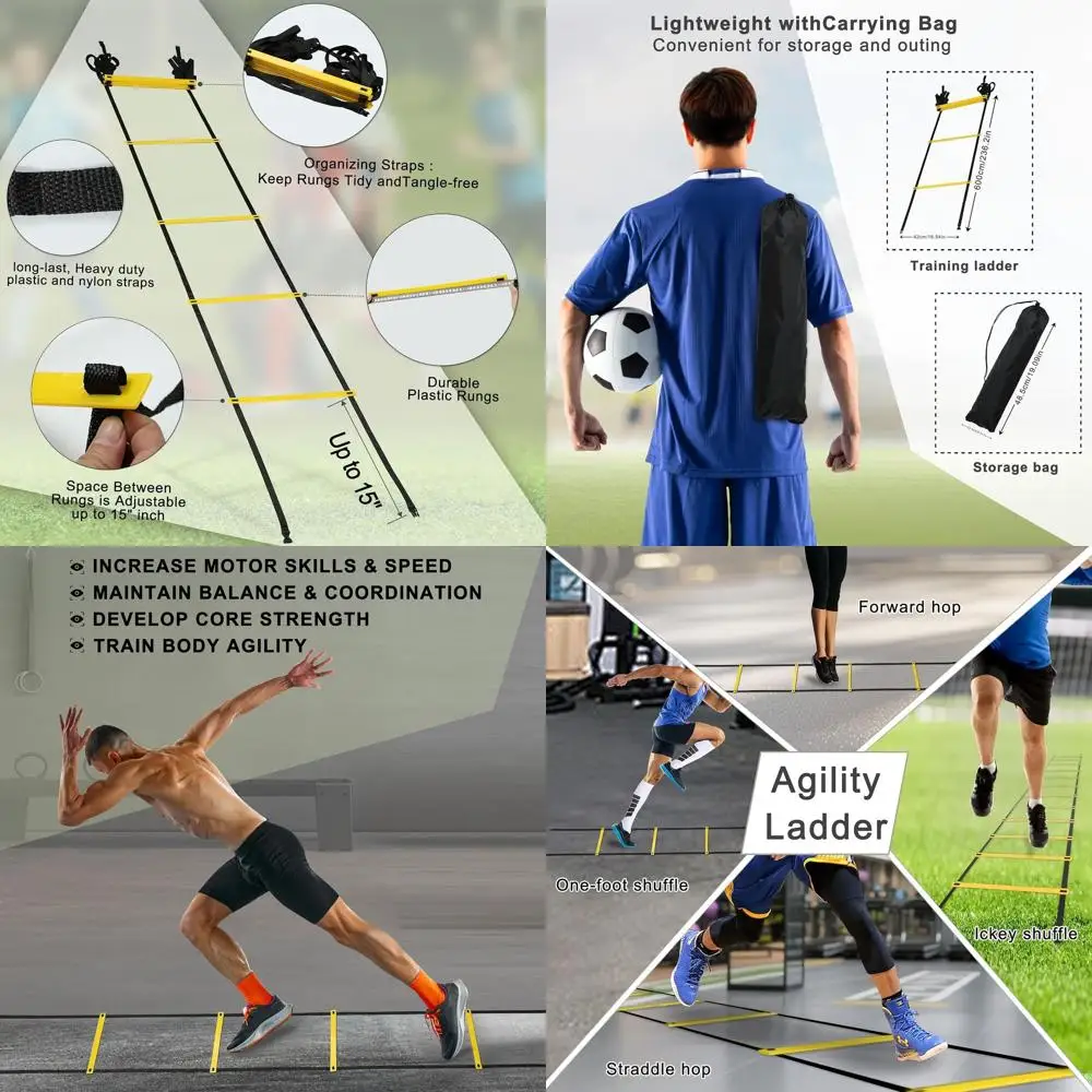 

20t Adjustable Agility Speed Ladder Training Ladder with Carry Bag - Soccer, Speed, ootball itneet Training - Agility Training E