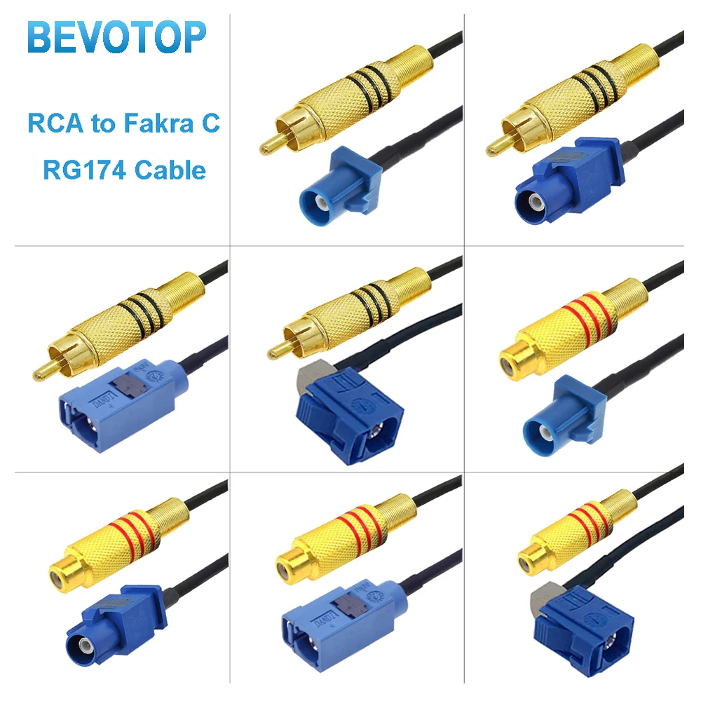 Fakra C Male to 3.5 RCA Male Video Cable RG174 Adapter Car Reversing Rear View Camera Adapter Cables for Mercedes Benz for Ford