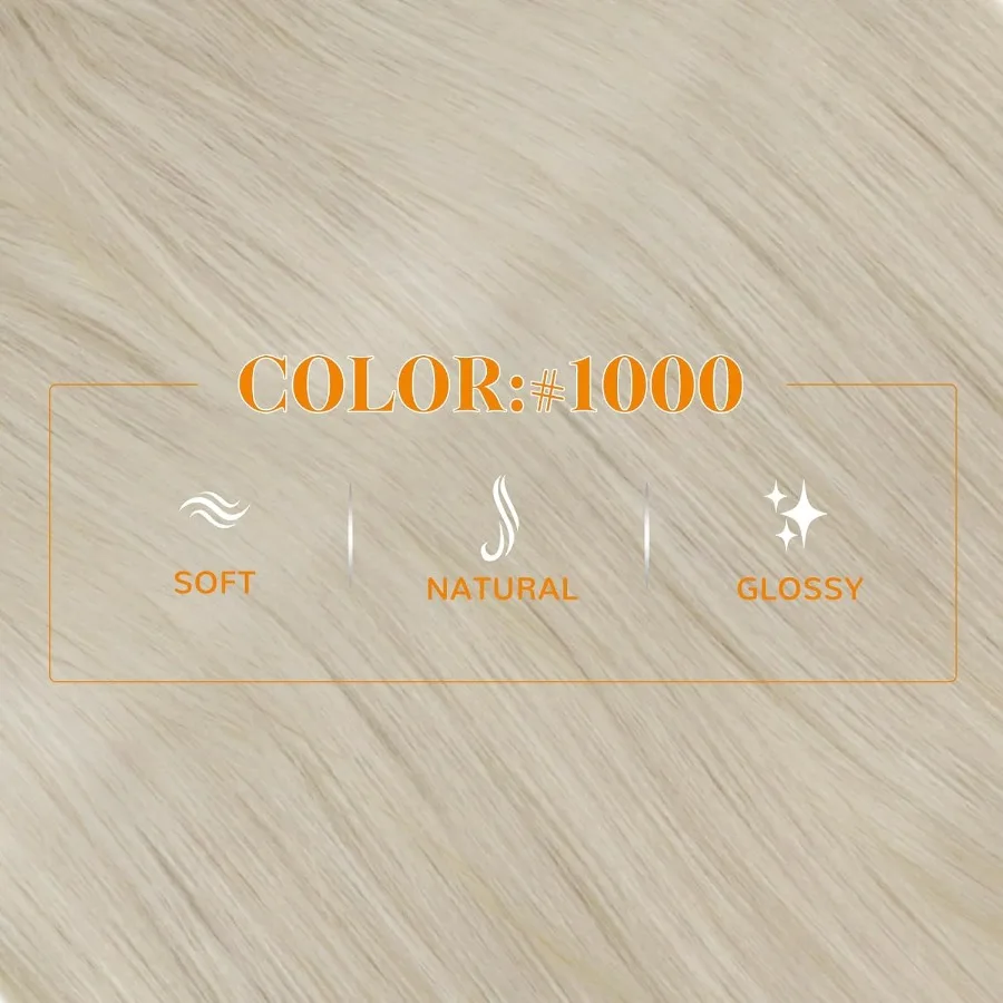 وصلات شعر بشري أشقر طبيعي المظهر على شكل ذيل حصان للارتداء اليومي والمناسبات الخاصة 12 بوصة وصلات شعر أشقر أبيض مع