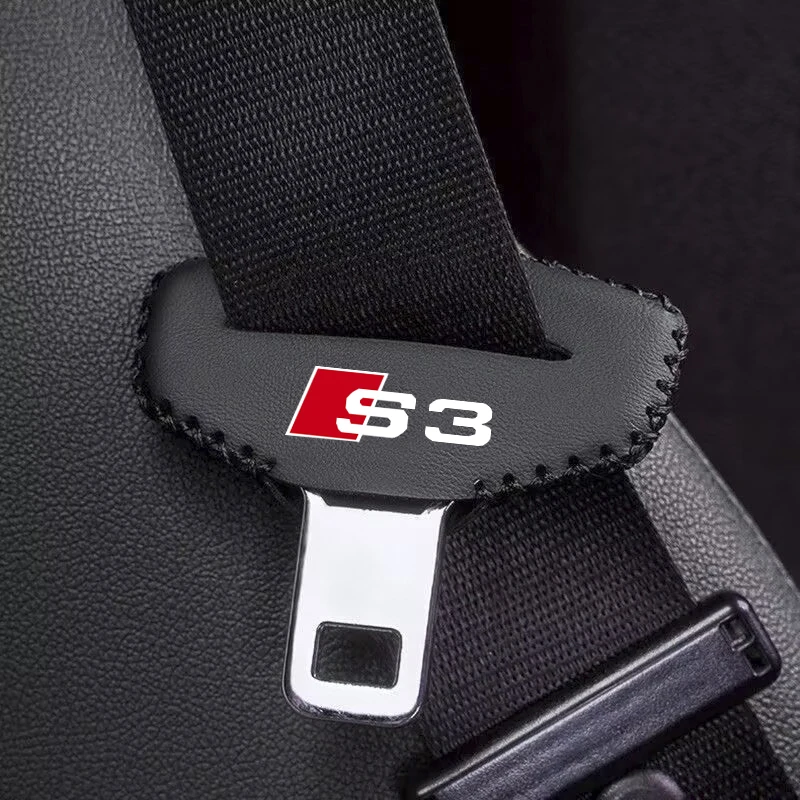 2pcs Car Seat Belt Buckle Cover Leather Protector Anti-collision Case For AUDI S1 S2 S3 S4