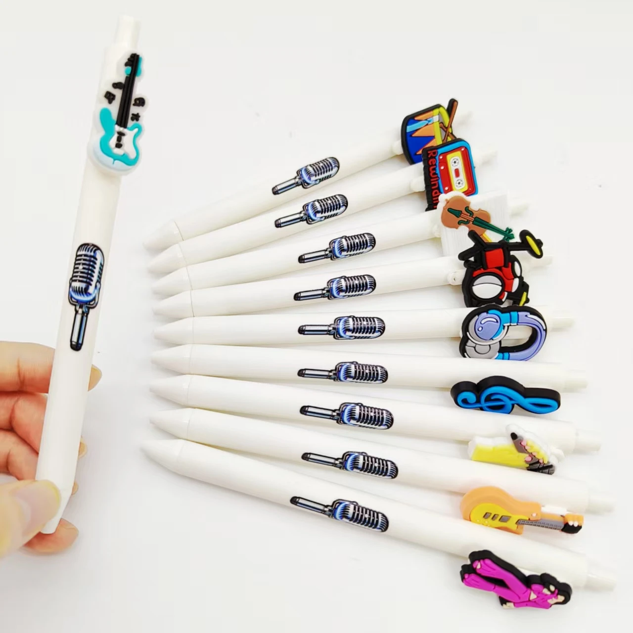 

8pcs/12pcs musical instrument patch printed ballpoint pen white series gel pen gift ballpoint pen