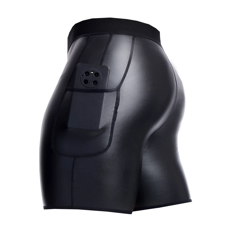 Men elastic shapers leather shorts, with Pockets, slimming, Hip-hop punk style, motorcycle, windproof and waterproof tight pants
