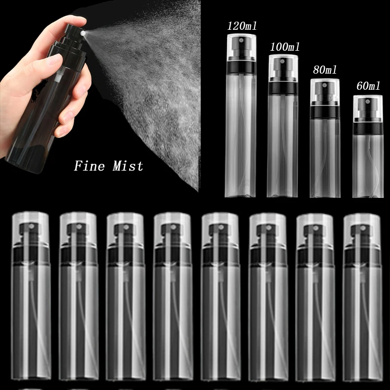 10Pcs 30ml-100ml Mini Transparent Plastic Sprayer Bottles Portable Travel Cosmetic Fine Mist Spray Containers For Liquid Alcohol