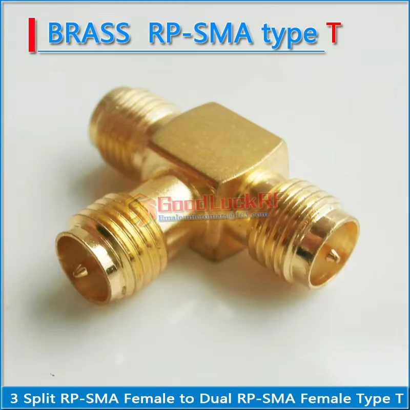 RPSMA أنثى إلى RPSMA أنثى 3 ثلاثة طريقة الفاصل T-نوع الذهب النحاس SMA ذكر إلى SMA أنثى RPSMA-KKK SMA-JJJ RF موصل