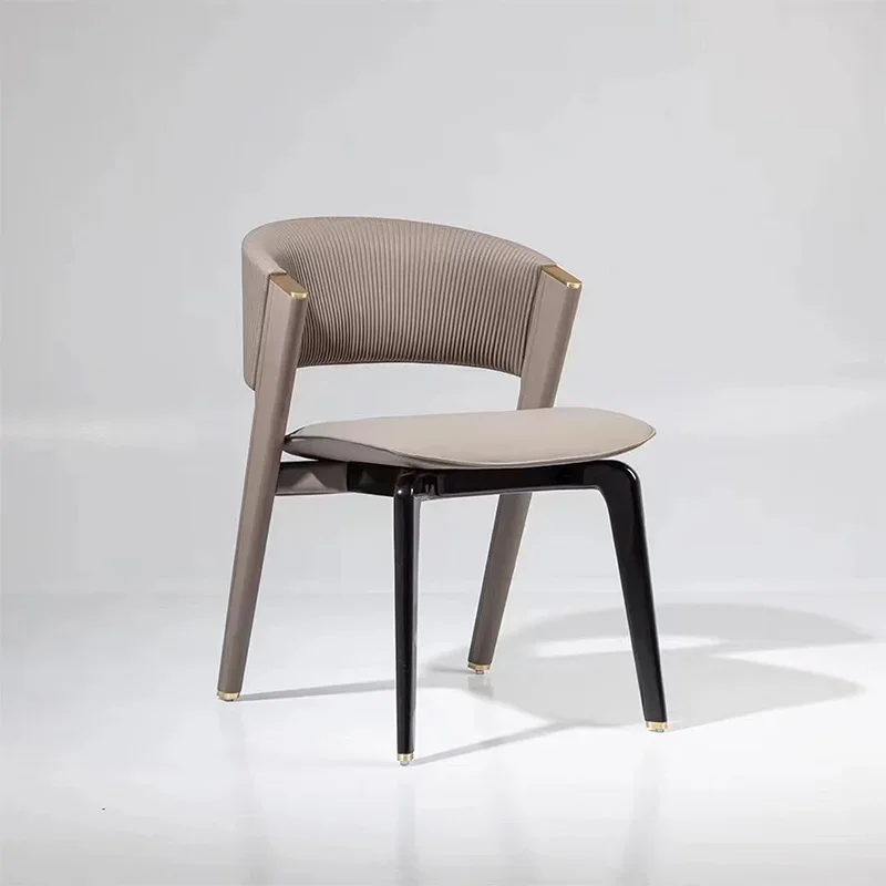 Nordic Dining Room furniture modern Luxury wood stainless steel hotel cafe Leather velvet chairs restaurant dining chair