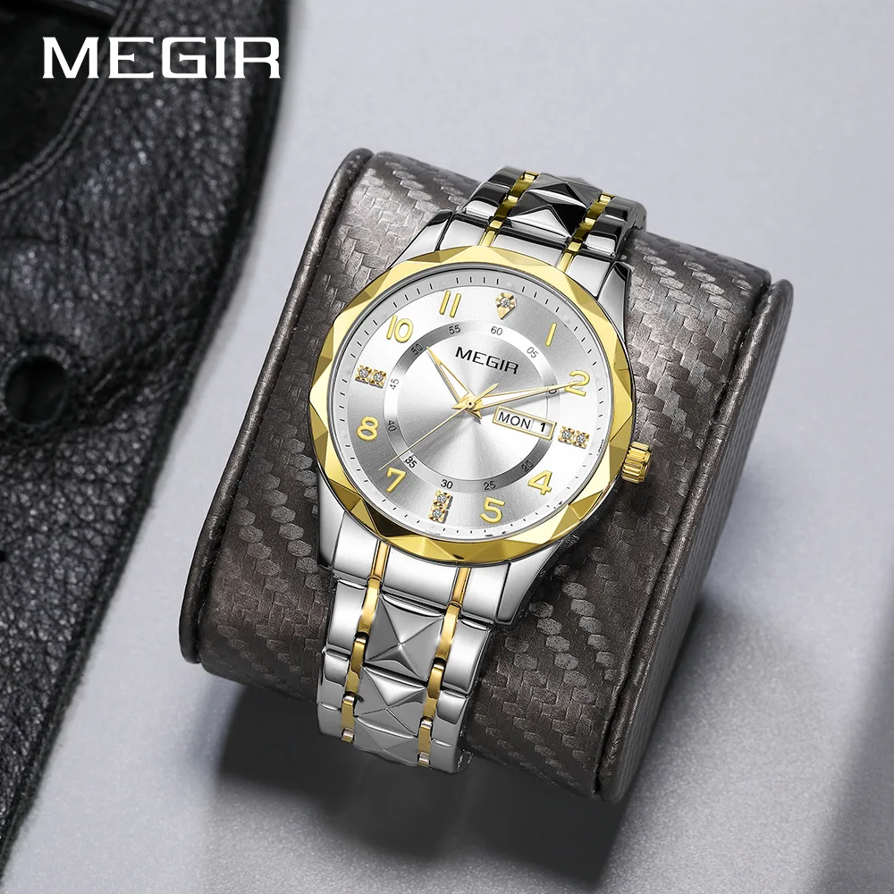 MEGIR 1093 Quartz Watches for Man Calendar Luminous Business Fashion Waterproof Calendar Elegant Men Wristwatch reloj hombre