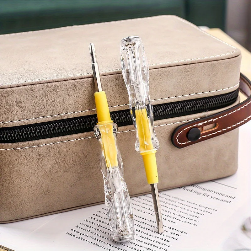2pcs Stainless Steel Screwdriver, 2-In-1 Multifunctional, with Detachable Heads & Built-In Voltage Tester for Electrical