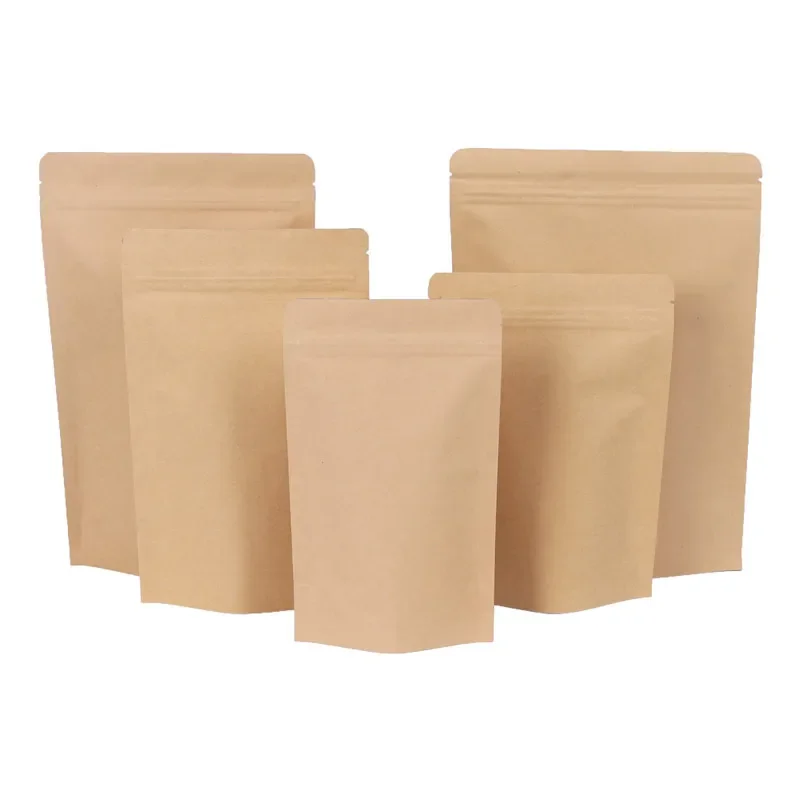 2000pcs Zipper Brown Kraft aluminizing pouch,Stand up kraft paper aluminium foil bag Resealable Zip Lock Grip seal Food Grade