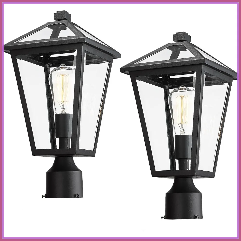

Outdoor Post Light Fixtures, Black Aluminum Waterproof Pillar Lights for Walkway Driveway Patio, 2-Pack