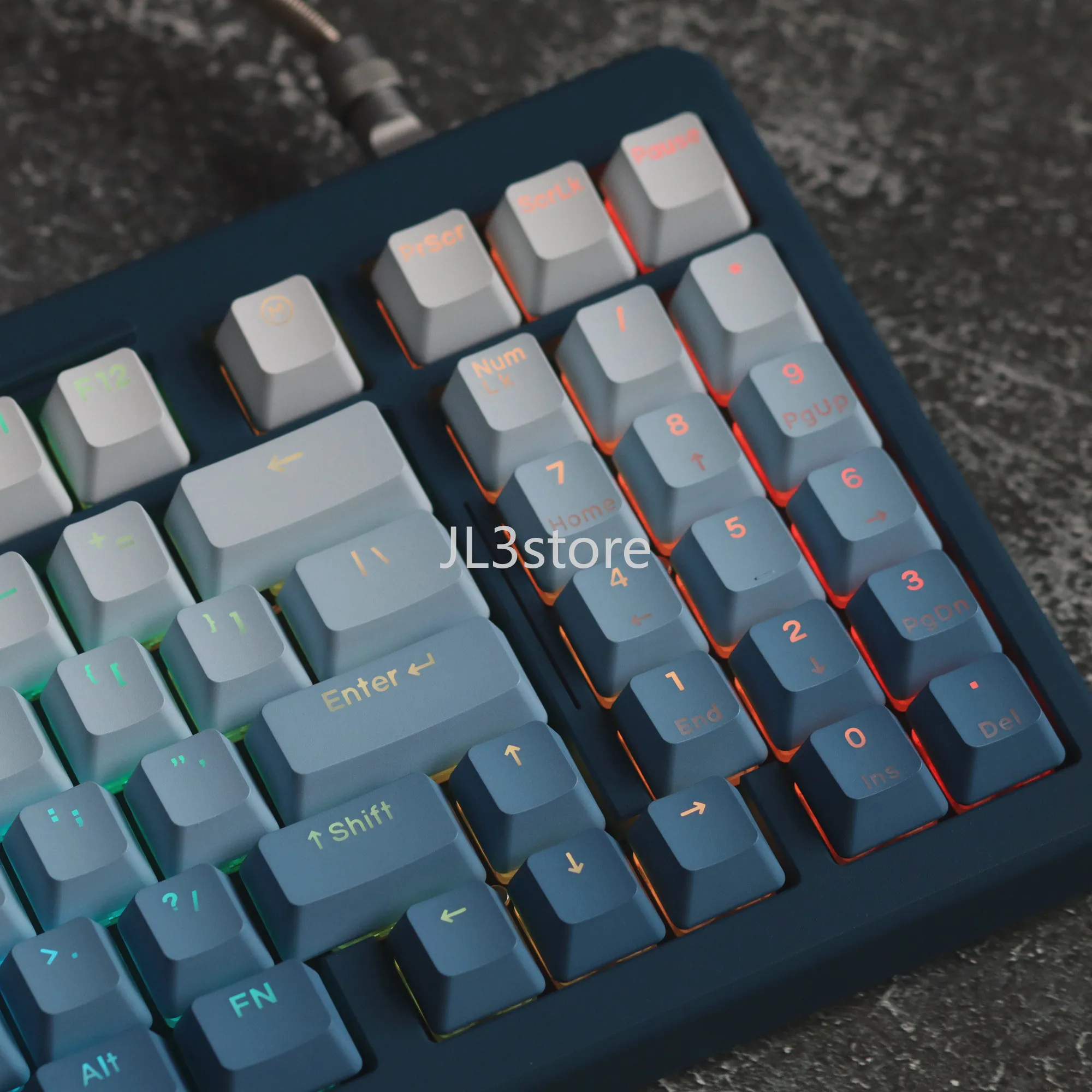 Mistblauwe Voorkant Gegraveerde Licht Oem Hoogte 68 980 75 87 Aangepaste Mechanische Keyboard Keycaps