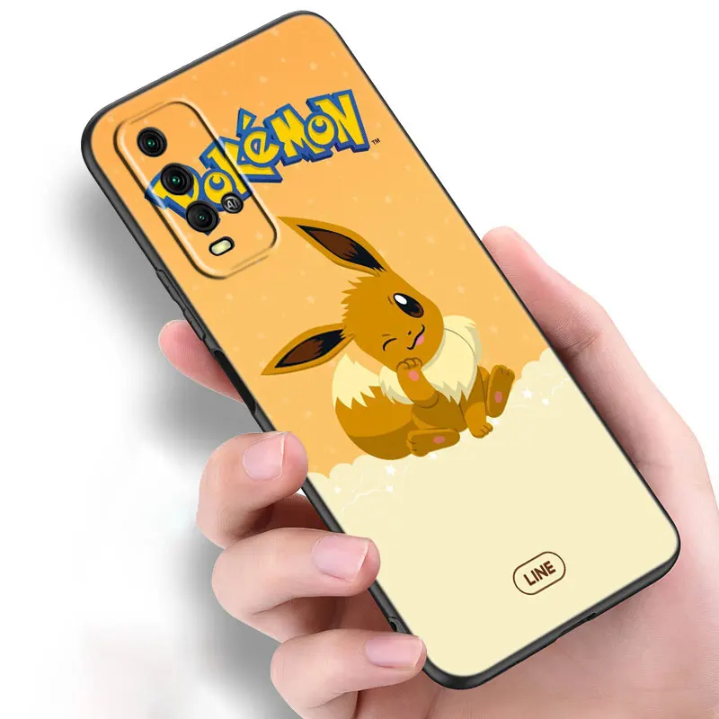 Eevee Pokemon Black Phone Case For Xiaomi Mi POCO X5 X4 X3 NFC F4 F3 GT 5G C50 C55 C40 F1 M5 M5S M4 M3 F2 Pro 5G Cover