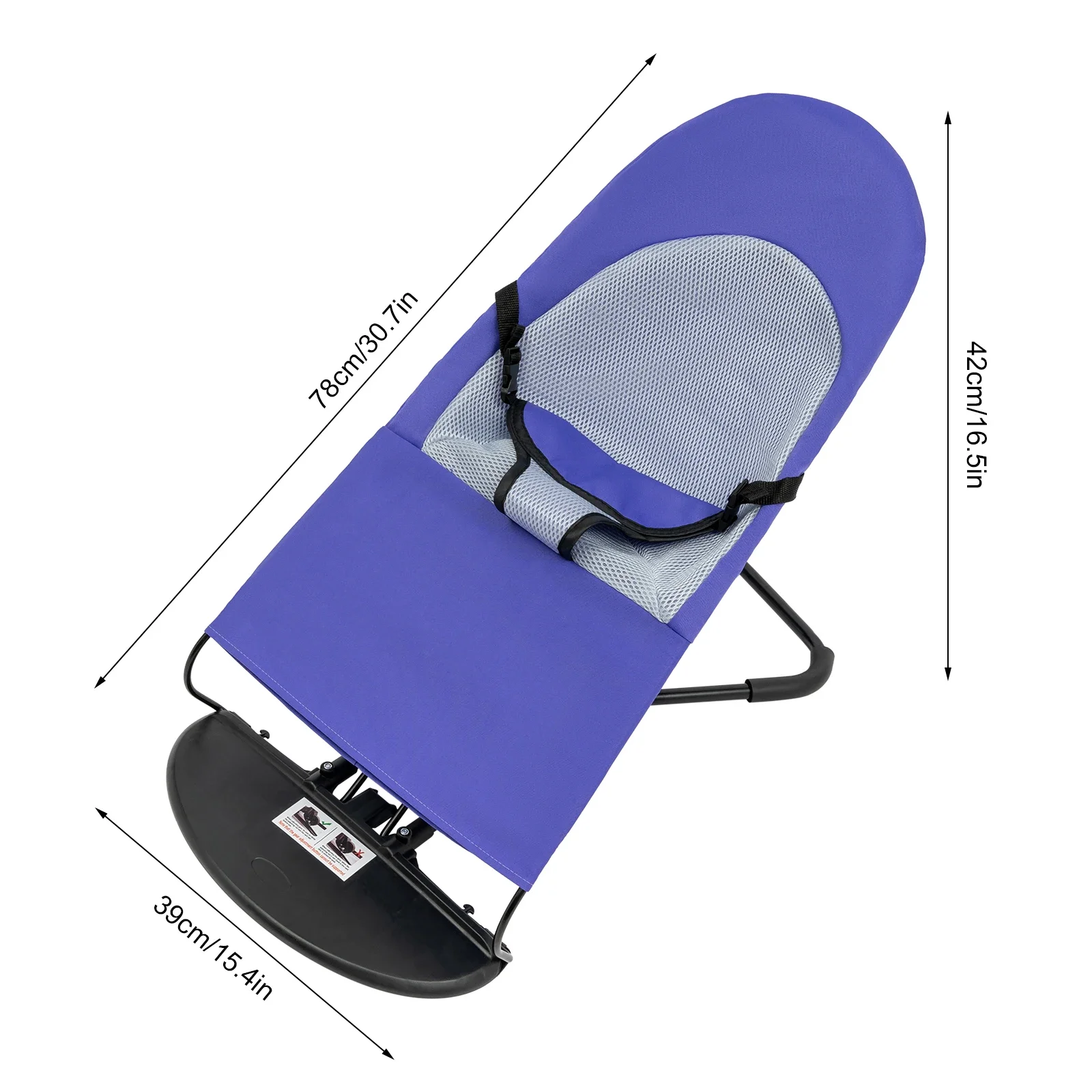 Purple Pet Rocking Chair—Stainless Steel/Polyester, 33.07lbs Load+3-Level Height, Foldable(3.97lbs), Removable Washable Cover