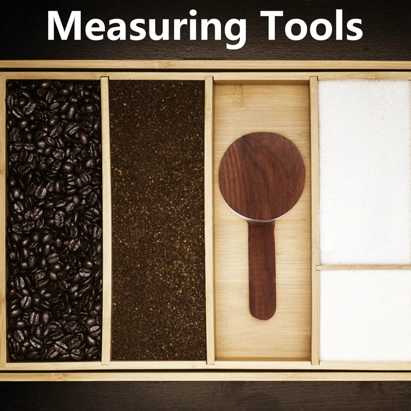 木製測定スプーンセット、キッチン測定スプーン、ティーコーヒースクープ、砂糖測定器、2個