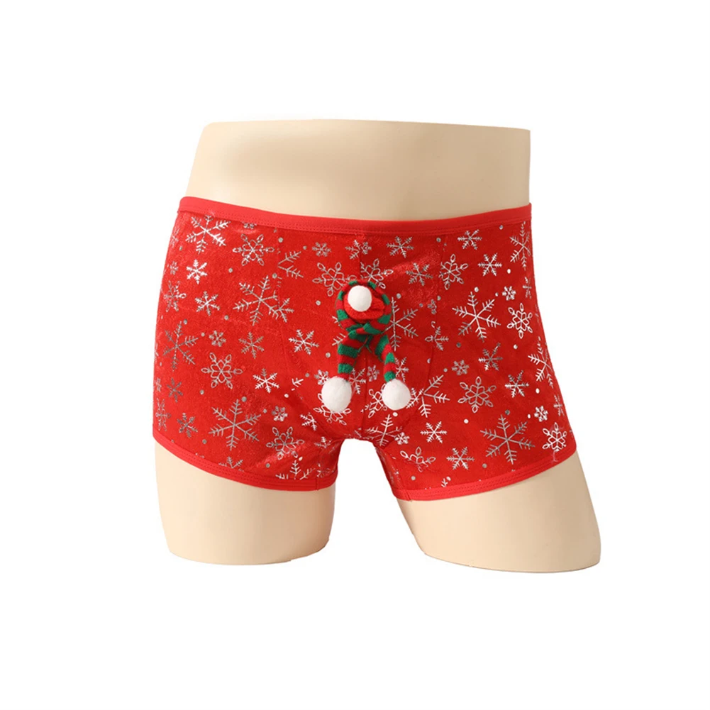 

1pc Men‘s Christmas Boxer Shorts Snow Printed U Shape Pouch Underwear Panties Sexy Sleepwear Breathable Comfortable Trunks