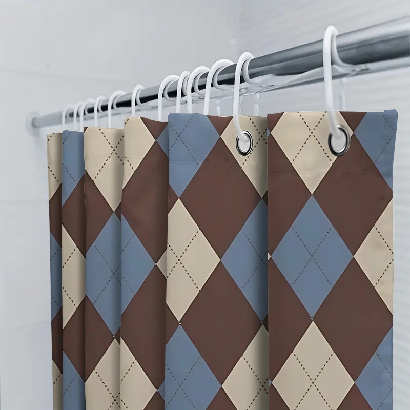 Argyle Pattern Shower Curtain for Bathroom Decor - Waterproof and Durable Fabric with Classic Colors Waterproof Polyester