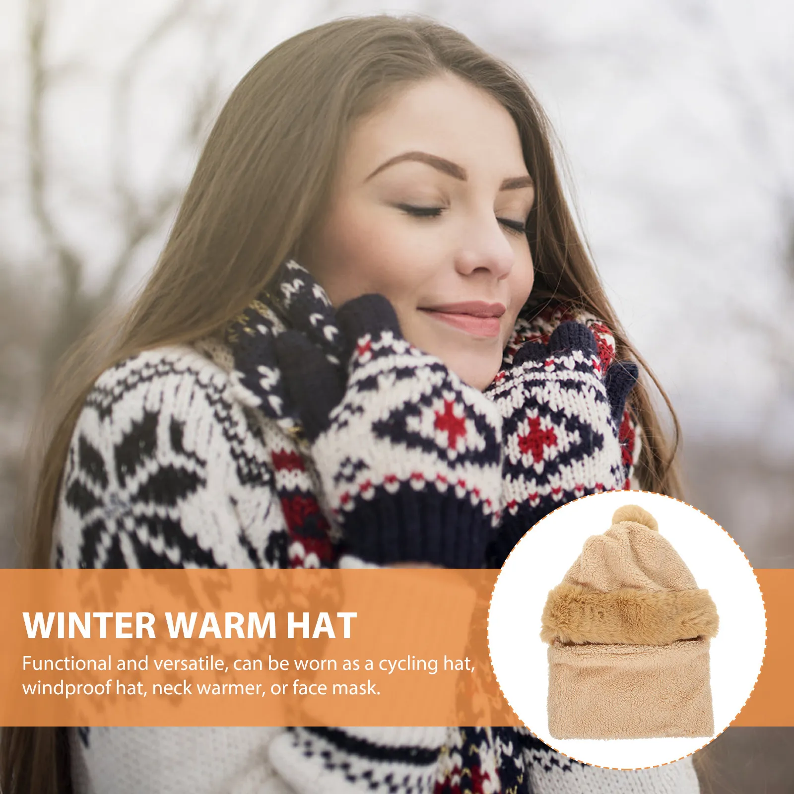 Winter Warm Hat Women Acrylic Scarf Mask Combined Protective Thermal Hat Outdoor Sports Essential Hats for Women Fashionable