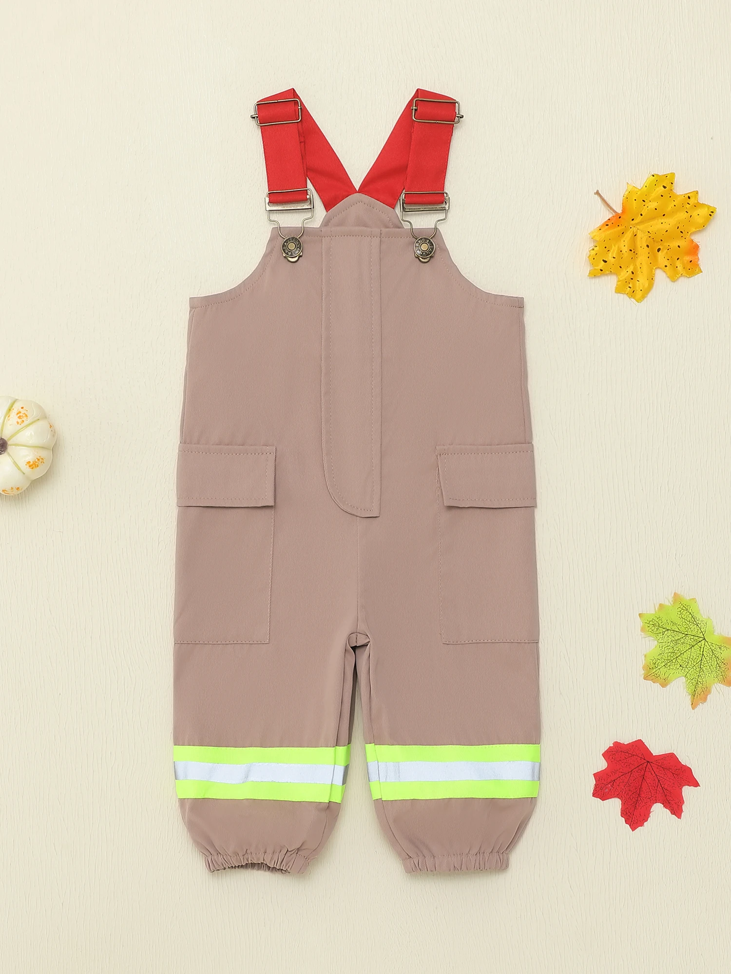 

Toddler Boys Construction Worker Outfit with Reflective Strip and Pockets Sleeveless Halloween Overalls for Baby Boys Perfect