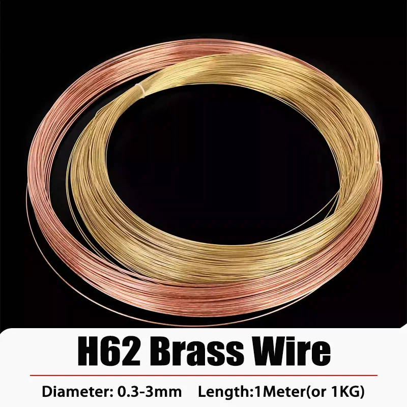 Solid H62 Brass Wire Diameter 0.3mm 0.5mm 0.mm 0.8mm 1mm 2mm 3mm for DIY Craft Industrial Electrical Machinery Parts Copper Wire