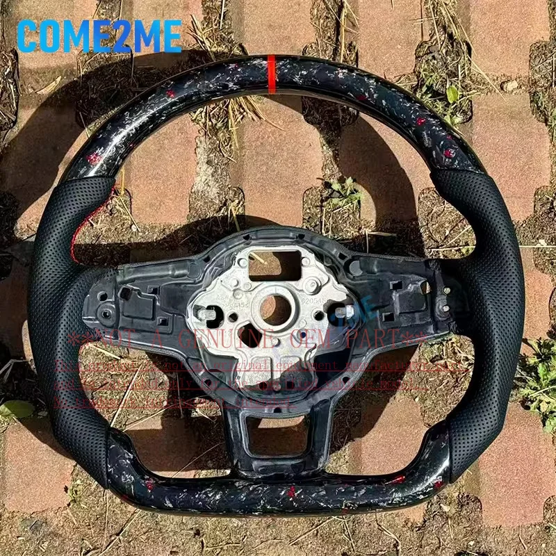 For Audi Carbon Fiber Flat Bottom Sport Steering Wheel Horn Cover For A4 A5 A6 A7 Q3 Q5 Q7