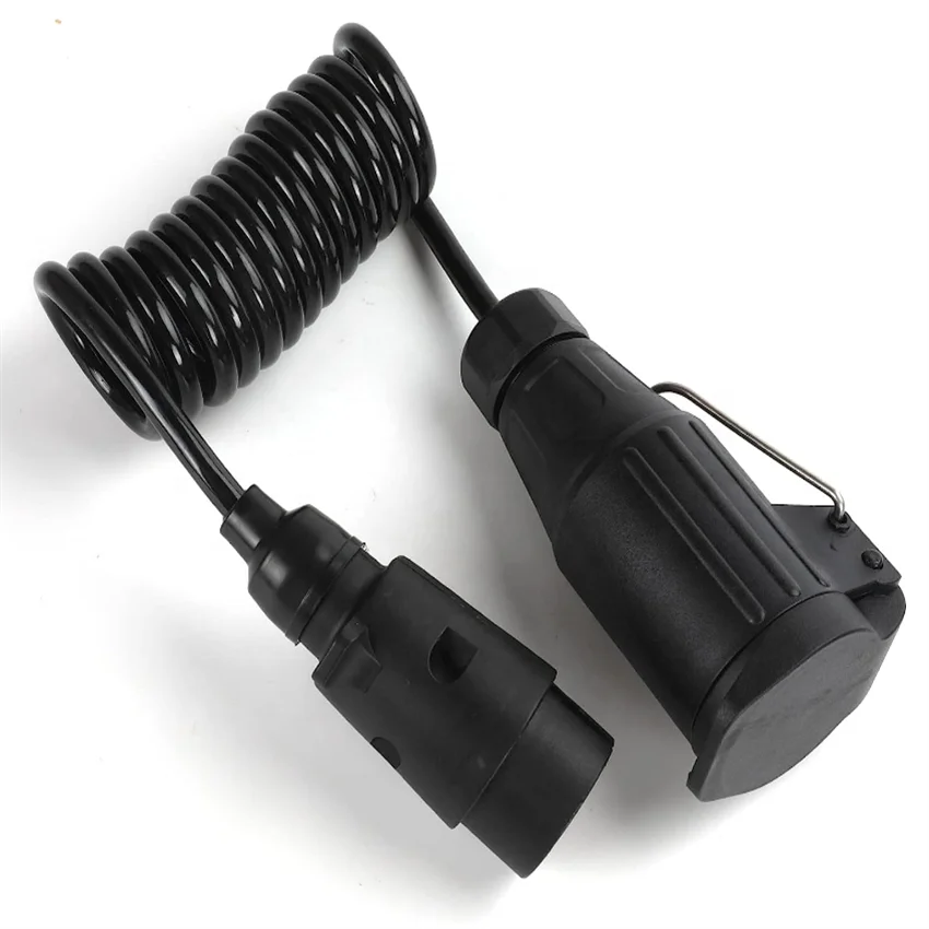 7-Pin to 13-Pin Trailer Extension Cable Adapter Spiral Cable for RV Caravan Boat Truck Tractor Car