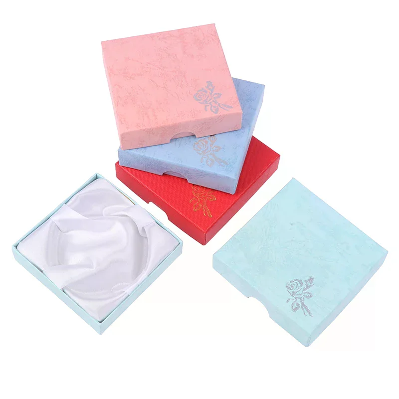 Square Jewelry Packaging Case Flower Print Bracelet Display Box Necklace Cardboard Gift Box Jewelry Organizer Cases