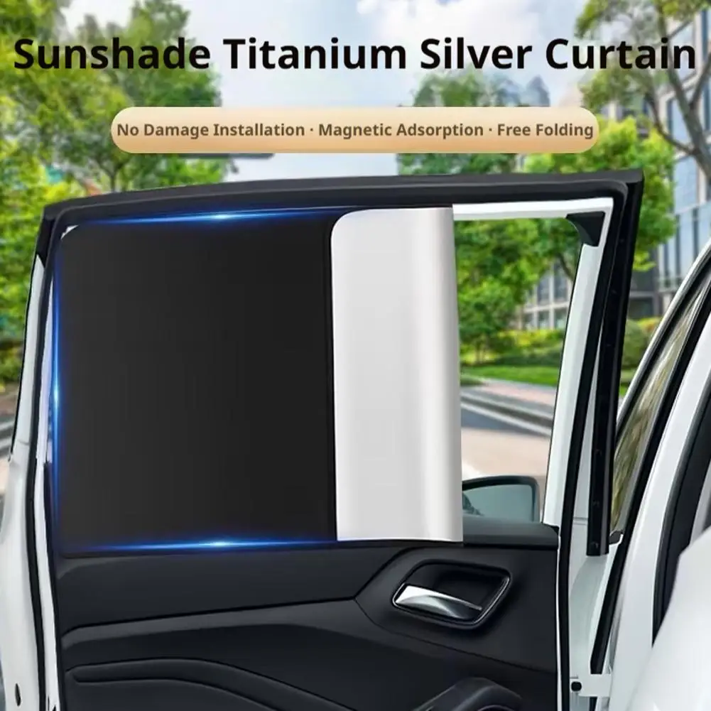 Car Side Window Sun Shade Magnet Privacy Curtains UV Reflection Anti Glare UV Block Sunshade for Front/Back Window