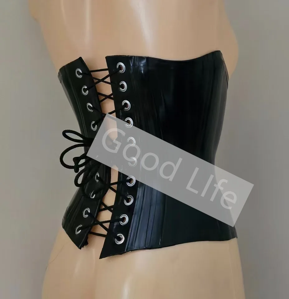 

Fetish Handmade 0.6mm Pure Latex Waist Corset Woman Waist Training Corset With Back Lace Up Fetish Latex Halloween Cos Costume
