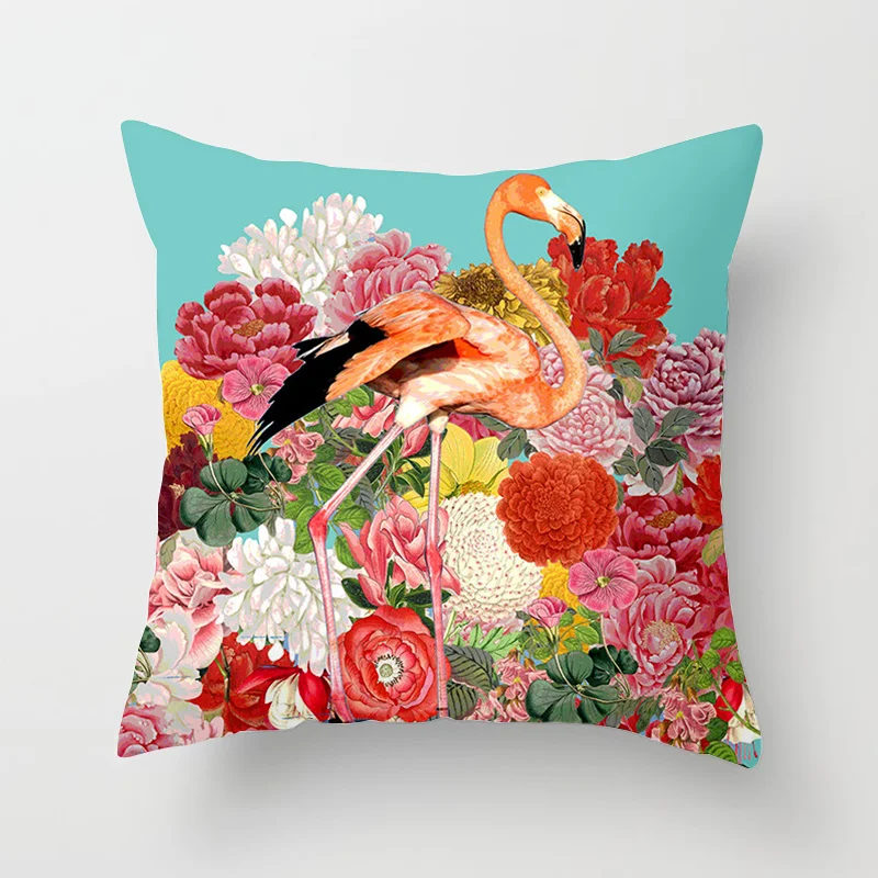 Tropical Bohemian Flamingo Print Polyester Pillow Case Home Living Room Sofa Bedroom Decoration Throw