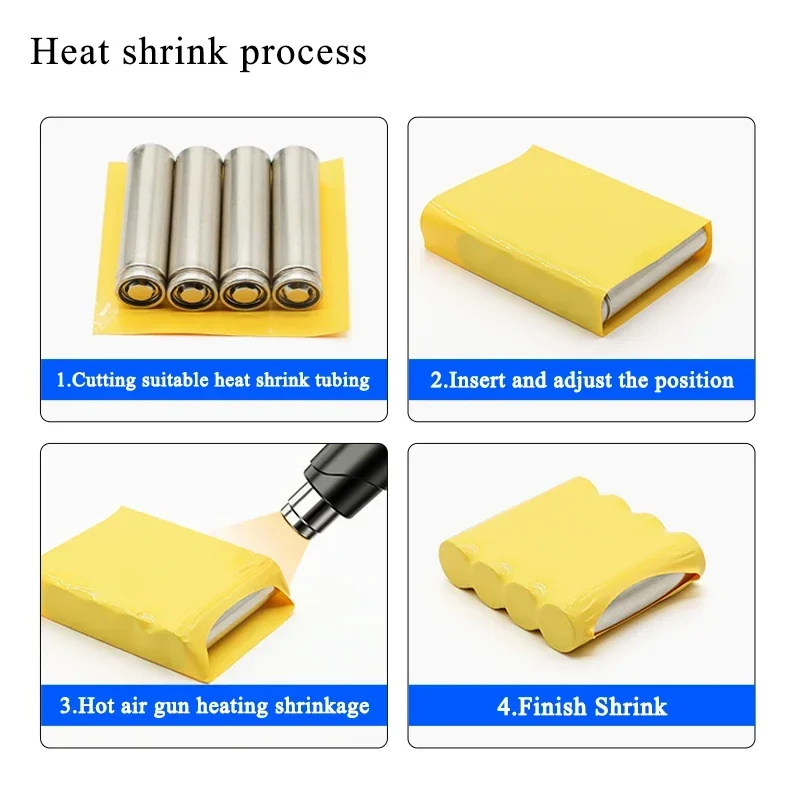 

Insulated Heat Shrinkable Cable Protector Case For Batteries 2~20M Yellow PVC Heat Shrink Tube 18650 Battery Pack Film 7~200mm