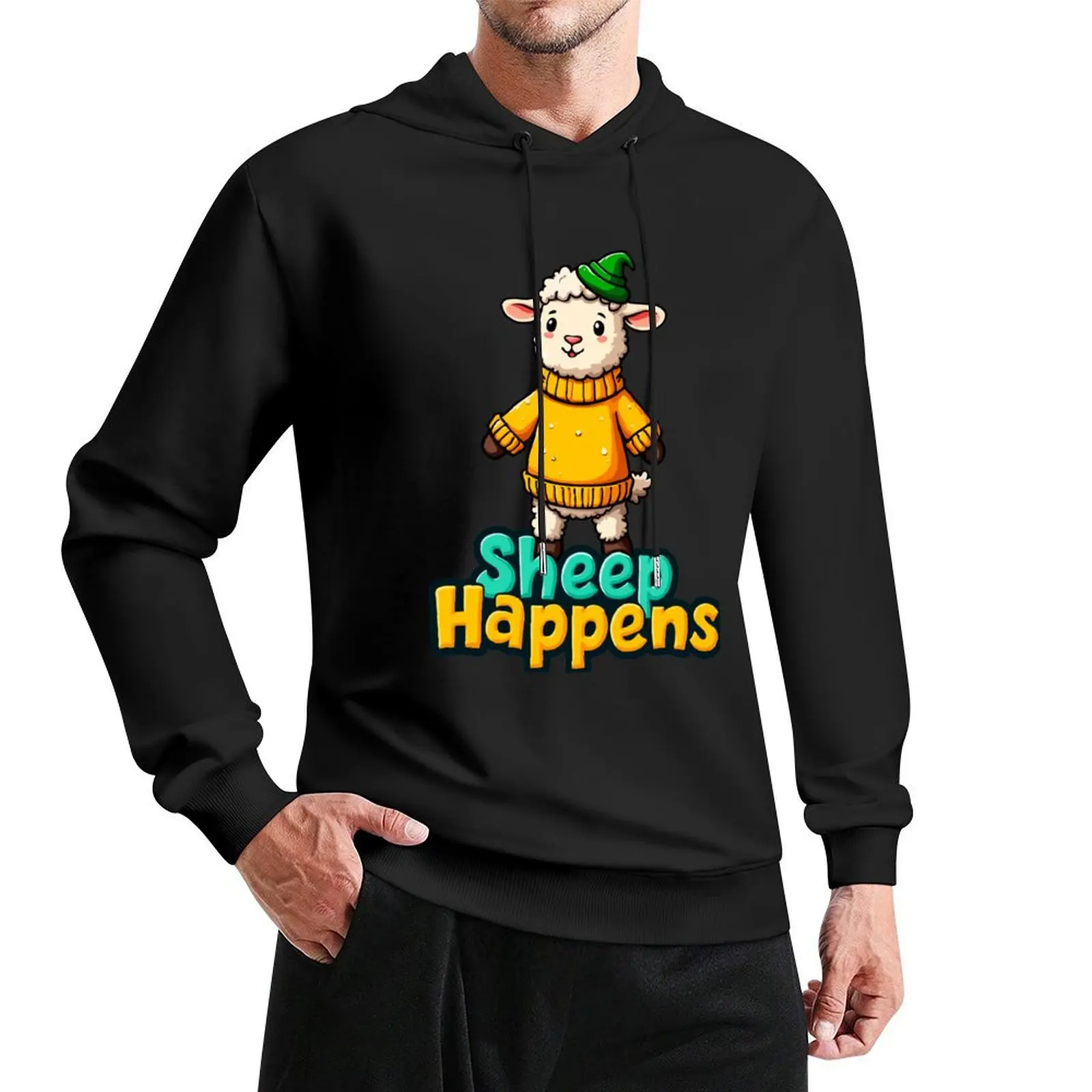 

Sheep Happens Pullover Hoodie autumn clothes for men male clothes anime hoodie