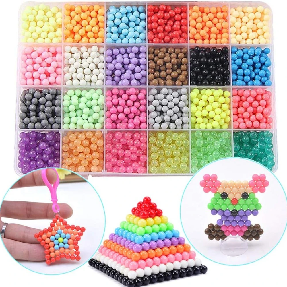 Fun Cool Beads Toy Fusible Refill, 24 Colors Water Spray Beads Set Compatible with Art Crafts Toys for Kids Over 3000 Classic