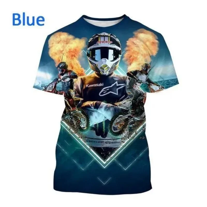 2024 Summer New Cool Motorcycle 3D Printed Men\'s T-shirt Comfortable Breathable Short Sleeve Plus Size Loose Casual Fashion Top