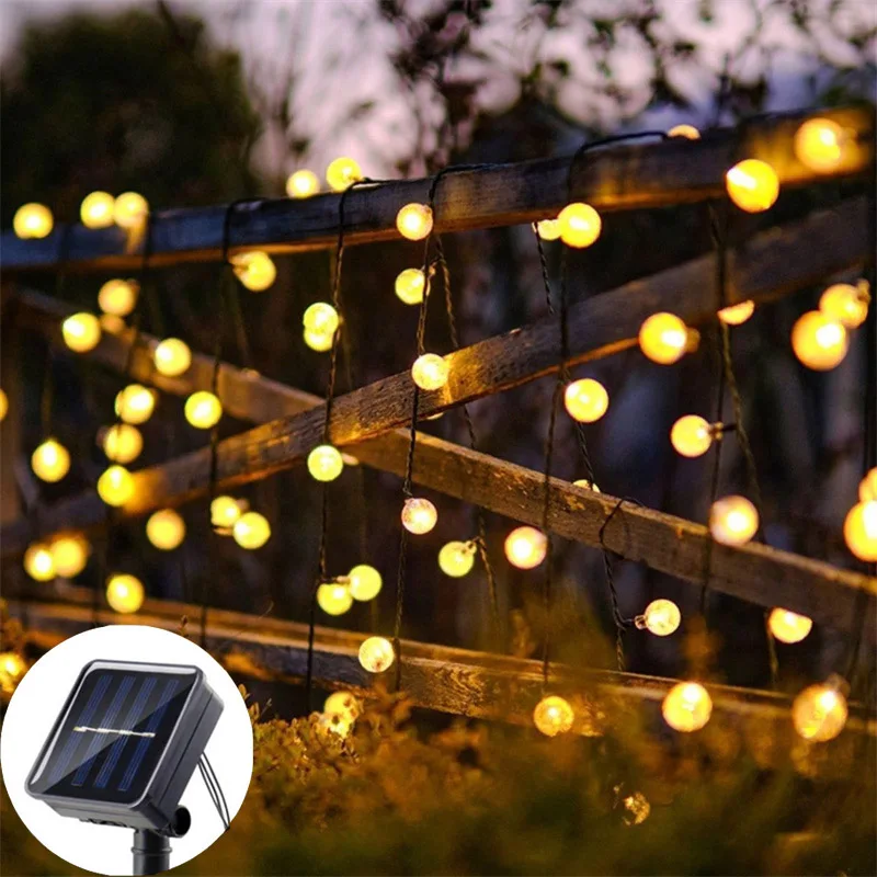 

Светодиодные солнечные гирлянды для улицы, хрустальные шары с 8 режимами, для свадеб, сада, вечеринок, декора деревьев, подарки на Рамадан
