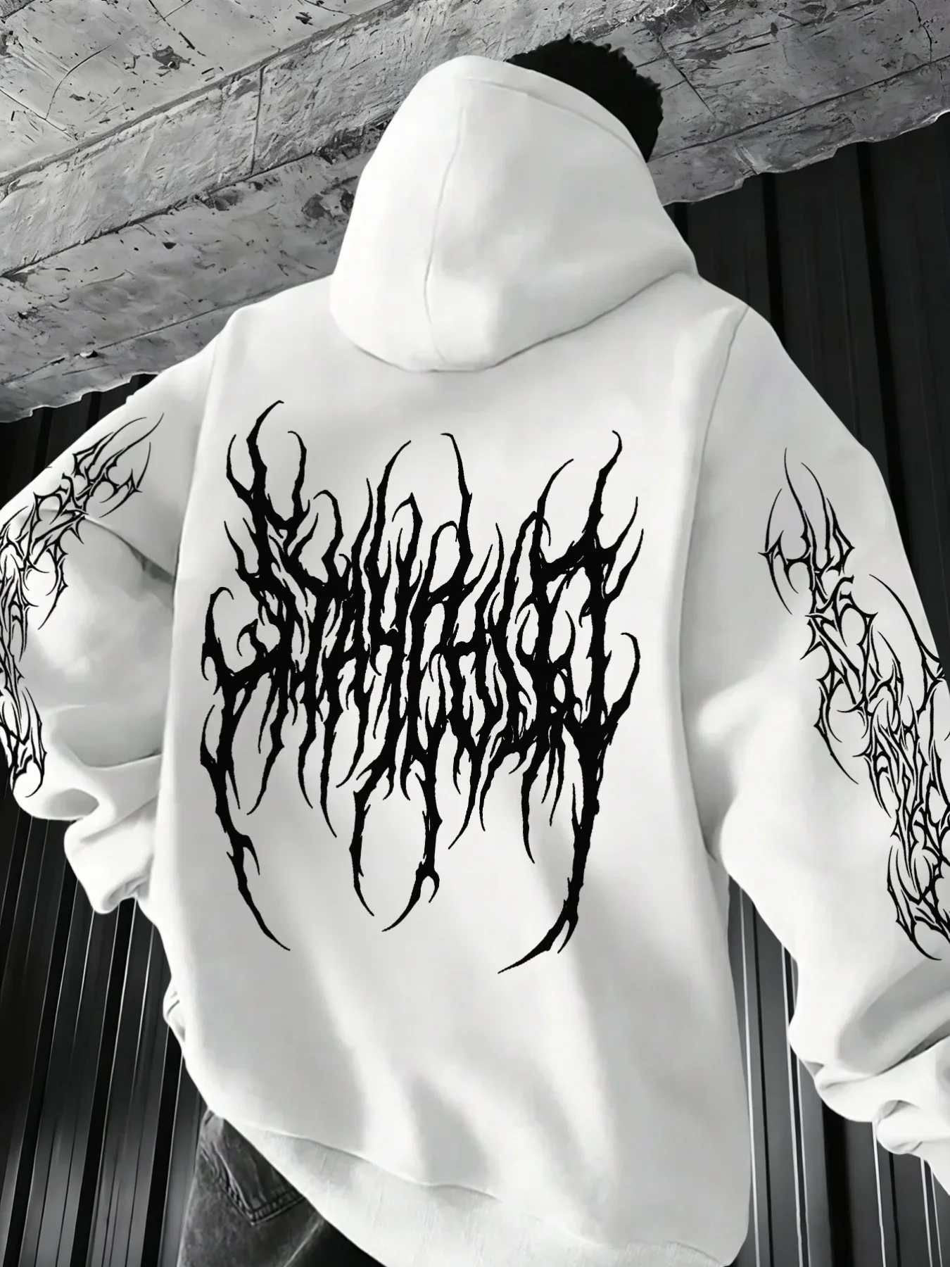 Men Retro Autumn Winter Hoodie Casual Streetwear Y2K Dark Flame Graphic Print Drawstring Hooded Pullover Sweatshirt Tops