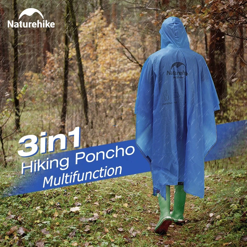 Naturehike Rain Jacket Ultralight Waterproof Windproof Hiking Poncho Multifunction Picnic Mat Sunshade Canopy Outdoor Raincoat