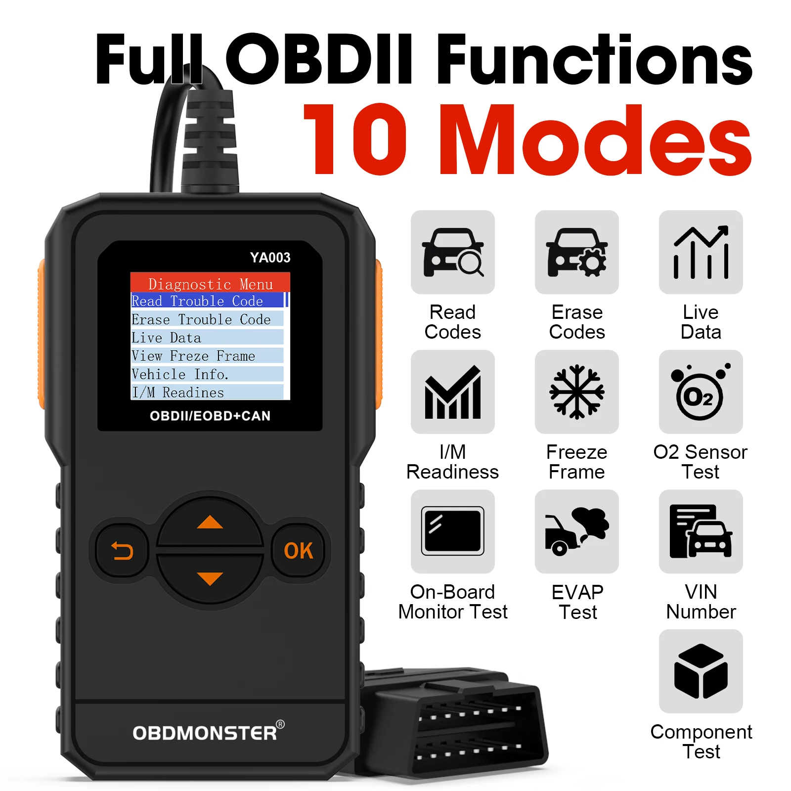 

OBD2 Car Diagnostic Scanner - OBD2 Code Reader, Read & Erase Engine Fault Codes Scanner | Compatible with All 1996+ Vehicles