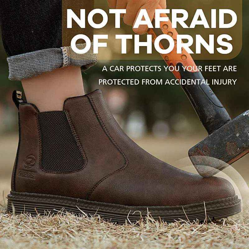 Anti-smash and anti-puncture work shoes high top four seasons safety shoes image 3