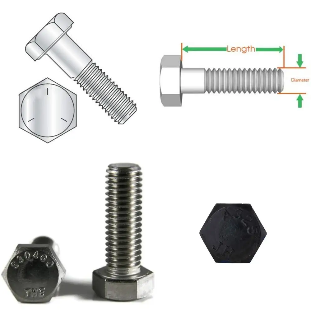 مسامير سداسية مطلية بالزنك ملولبة جزئية من الدرجة 5، 3/8-16 × 4 3/4، 50 حزمة من مشابك خيط UNC للبناء القوي #1