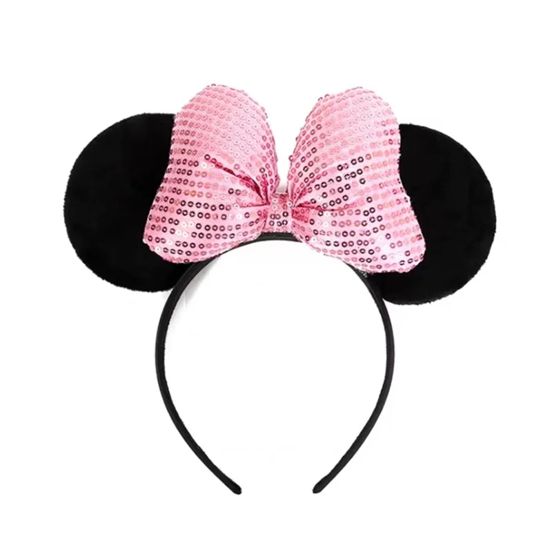 Disney Mickey Minnie Mouse Ears Headhand for Girls Adults Cute Cartoon Party Cosplay Hair Accessories Bows Hairband Toys Gifts