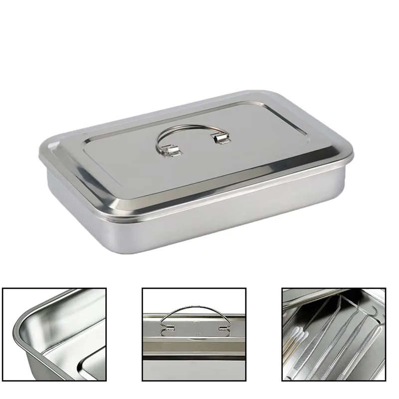

Dental Sterilization Container Tray With Lid Stainless Steel Surgical Instrument Disinfection Box