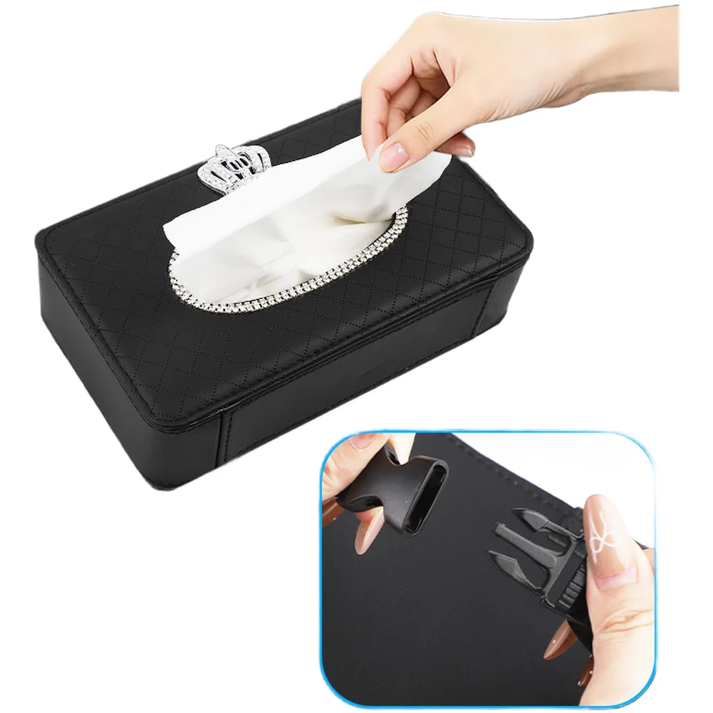 Backseat Tissue Holder Car Tissue Box Car Backseat Organizer Stylish Car Tissue Box Car Decoration Crown Pattern