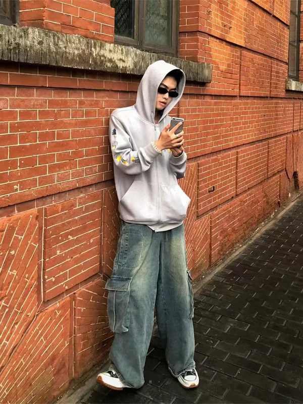 

Мужские джинсы Cleanfit в американском ретро-стиле: модные прямые широкие брюки свободного кроя для студентов, универсальные повседневные джинсы