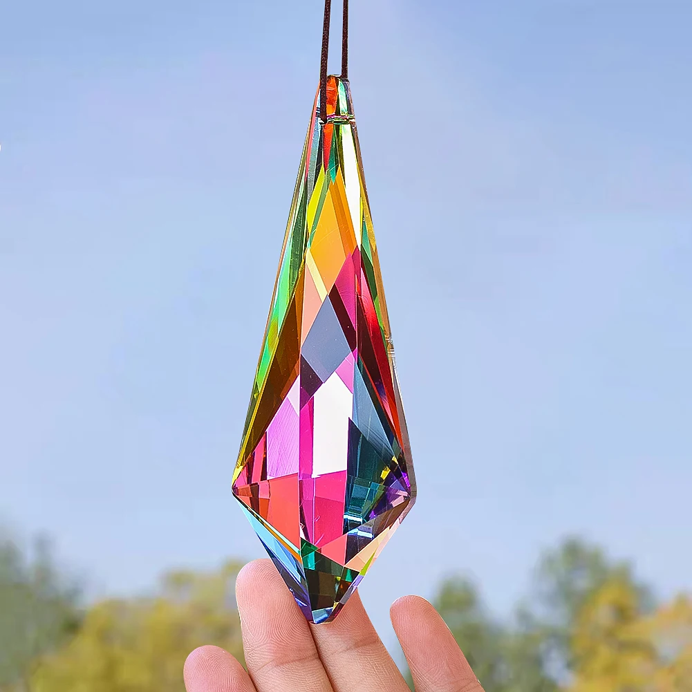 120mm Rainbow Crystal Suncatcher for For Windows Garden Hanging Decor Glass Prism Sunshine Catcher Chandelier Crystal Pendant