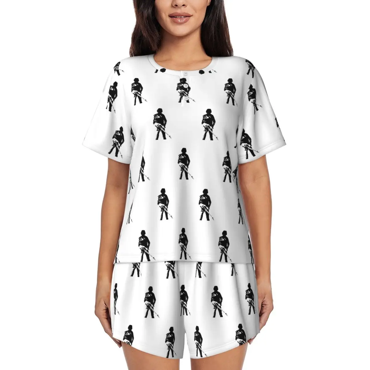 

Ночные рубашки с круглым вырезом и короткими рукавами от Bruce Springsteen, женские свободные пижамные комплекты, короткие брюки