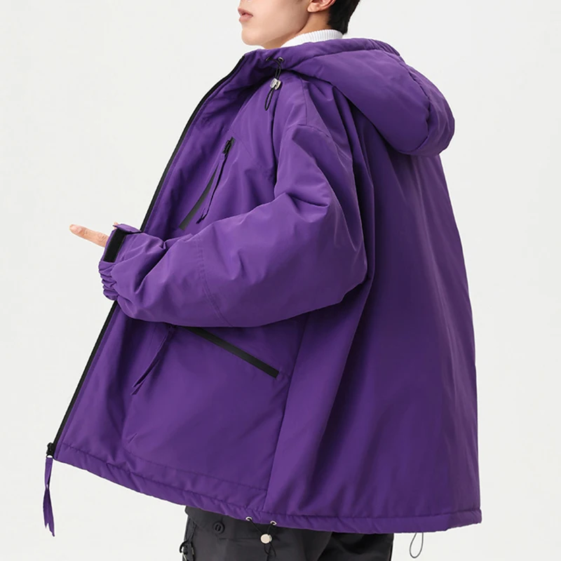 Casual Men's Hooded Cotton-Padded Jackets 2025 Winter Outdoor Loose Solid Color Thick Parkas Streetwear Windproof Top Down Coats