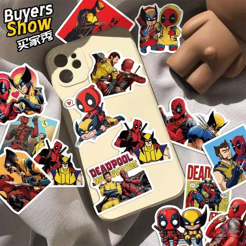 50PCS Marvel Deadpool and Wolverine Notebook Mobile Phone Case Notebook S Water Cup Luggage Guitar Waterproof Sticker Wholesale