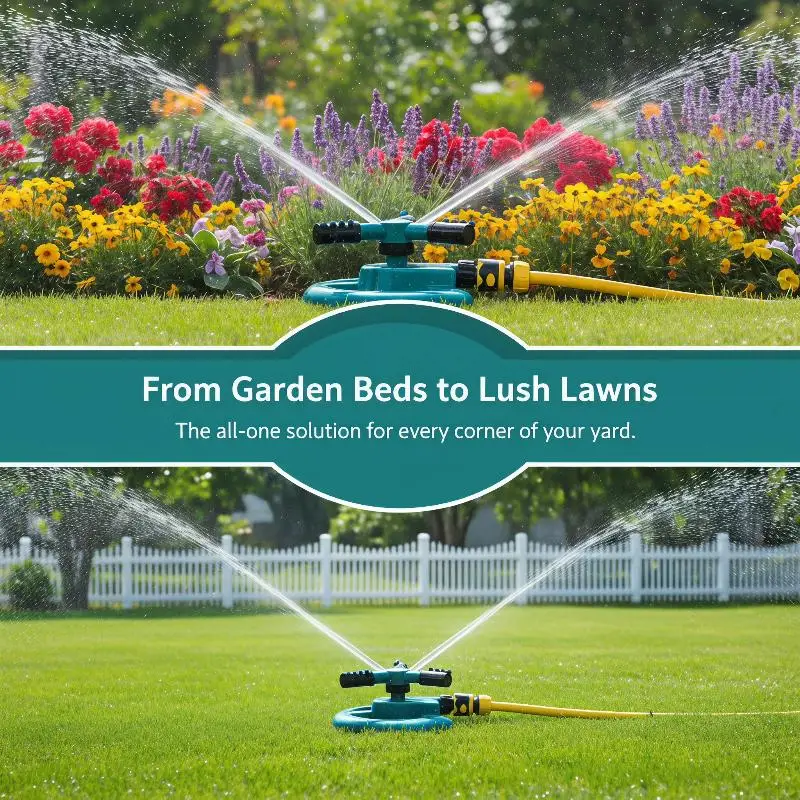 360 Degree Rotating Garden Sprinkler Efficient Lawn Watering Tool Impact Resistant for Outdoor Courtyard Farm Garden Irrigation