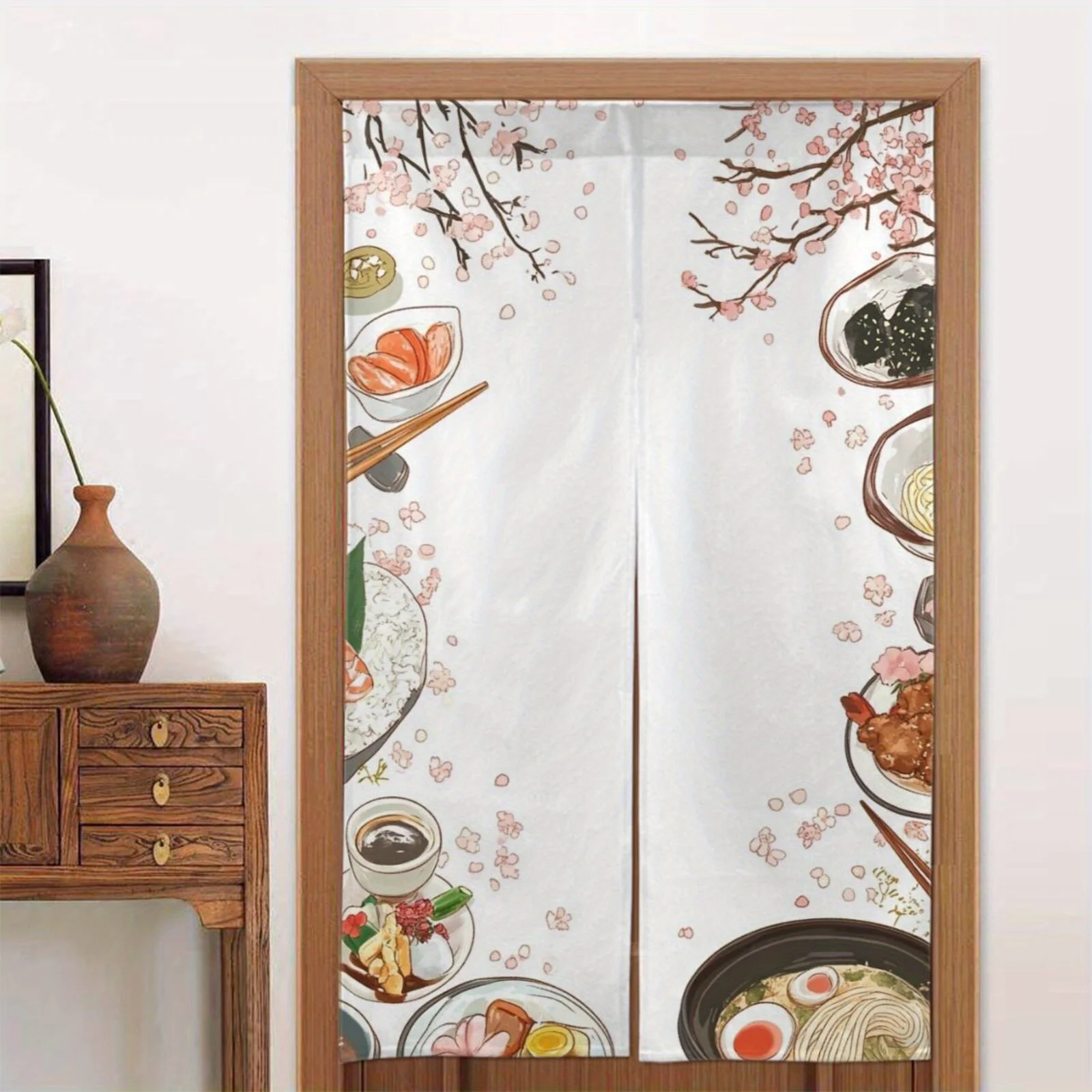 

1 шт., японский стиль, изысканная дверная занавеска с цветком вишни, японская тканевая перегородка, занавеска для ресторана, кухни, украшение