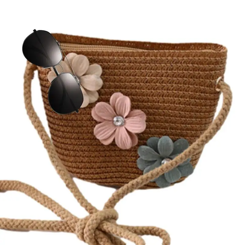 Straw Tote Bag Beach Handmade Weaving Shoulder Bag Cute Straw Shoulder Bag Girlish Woven Bag For Girls Outdoor Activities